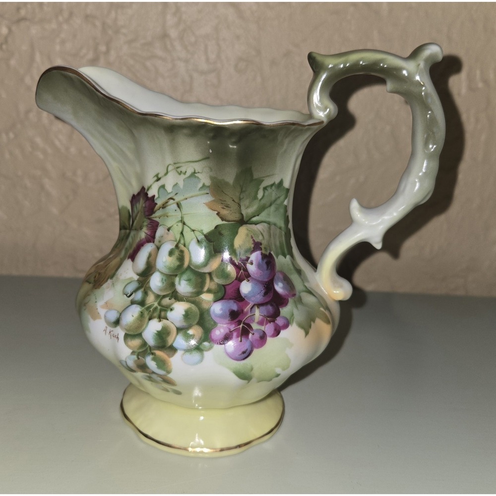 Zeh Scherzer & Co.  Bavaria‎ Pitcher Vintage Grape Motif Hand Painted